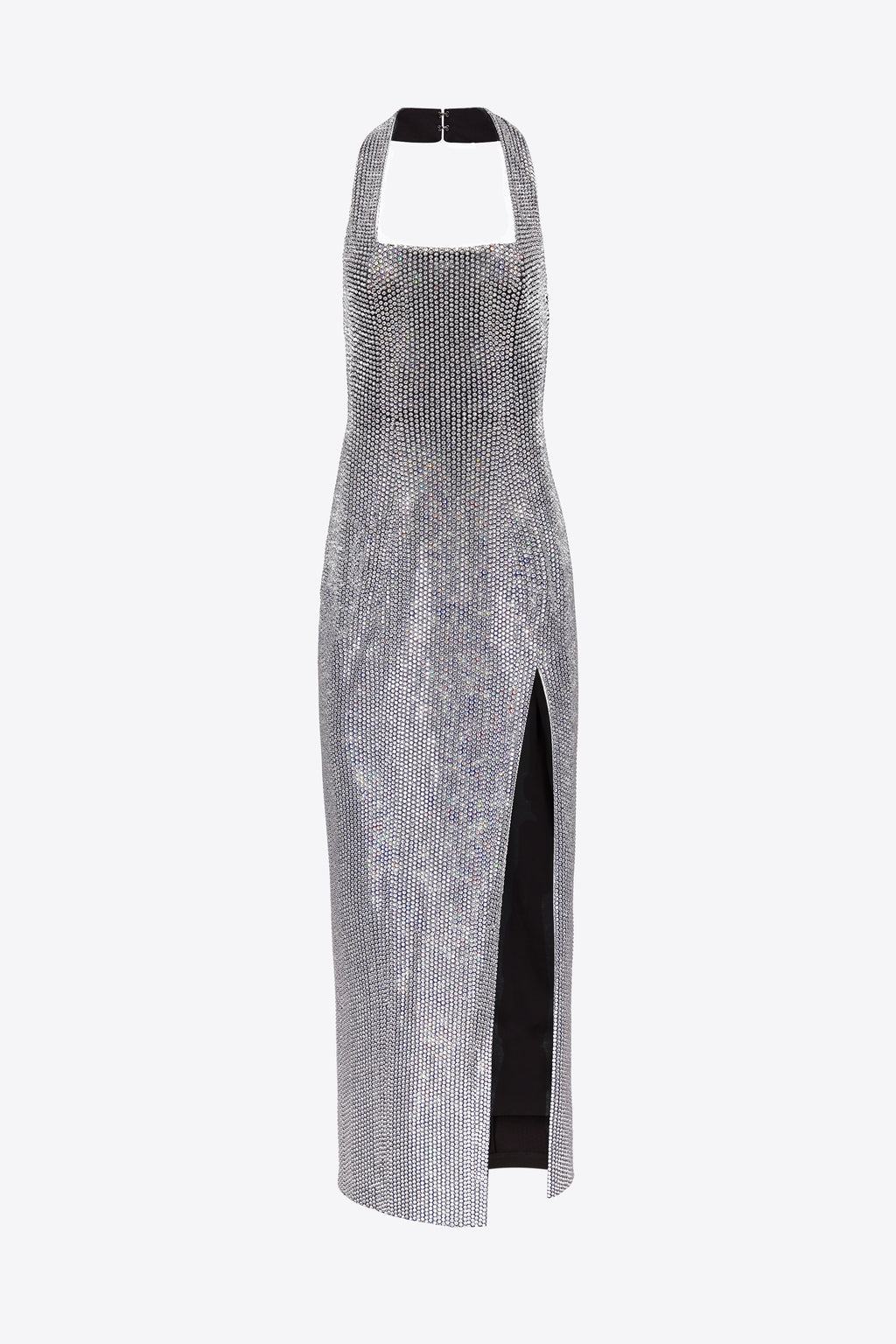 Crystal Embellished Halter Slit Gown