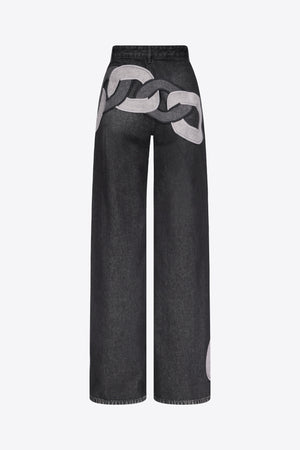 Chain Cutout Wide Leg Jean