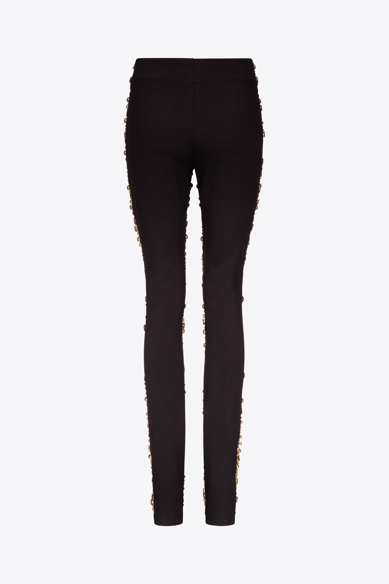 Embroidered Crystal Button Cluster Legging