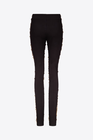 Embroidered Crystal Button Cluster Legging