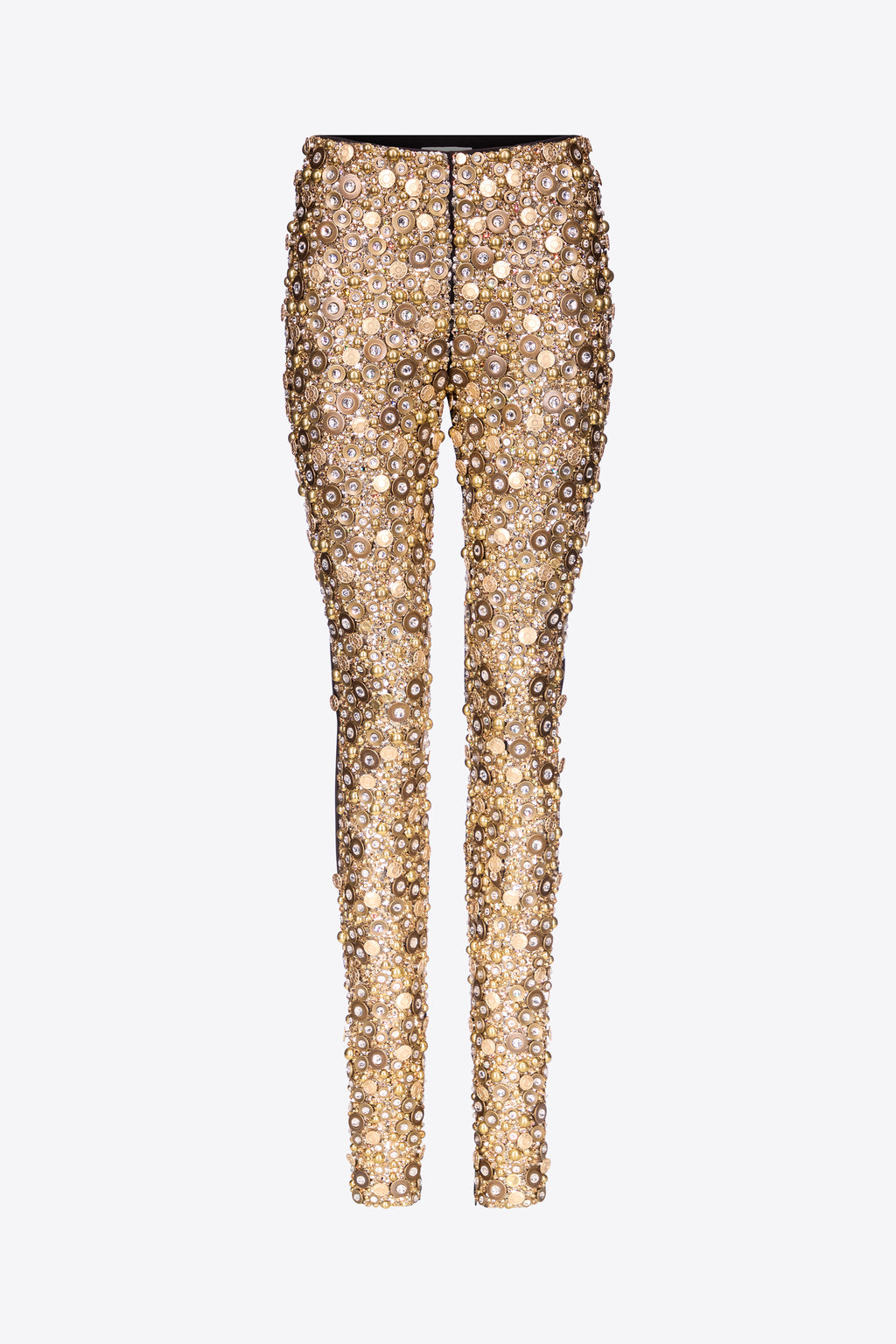 Embroidered Crystal Button Cluster Legging