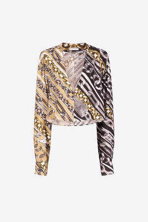 Chain Printed Crystal Link Blouse