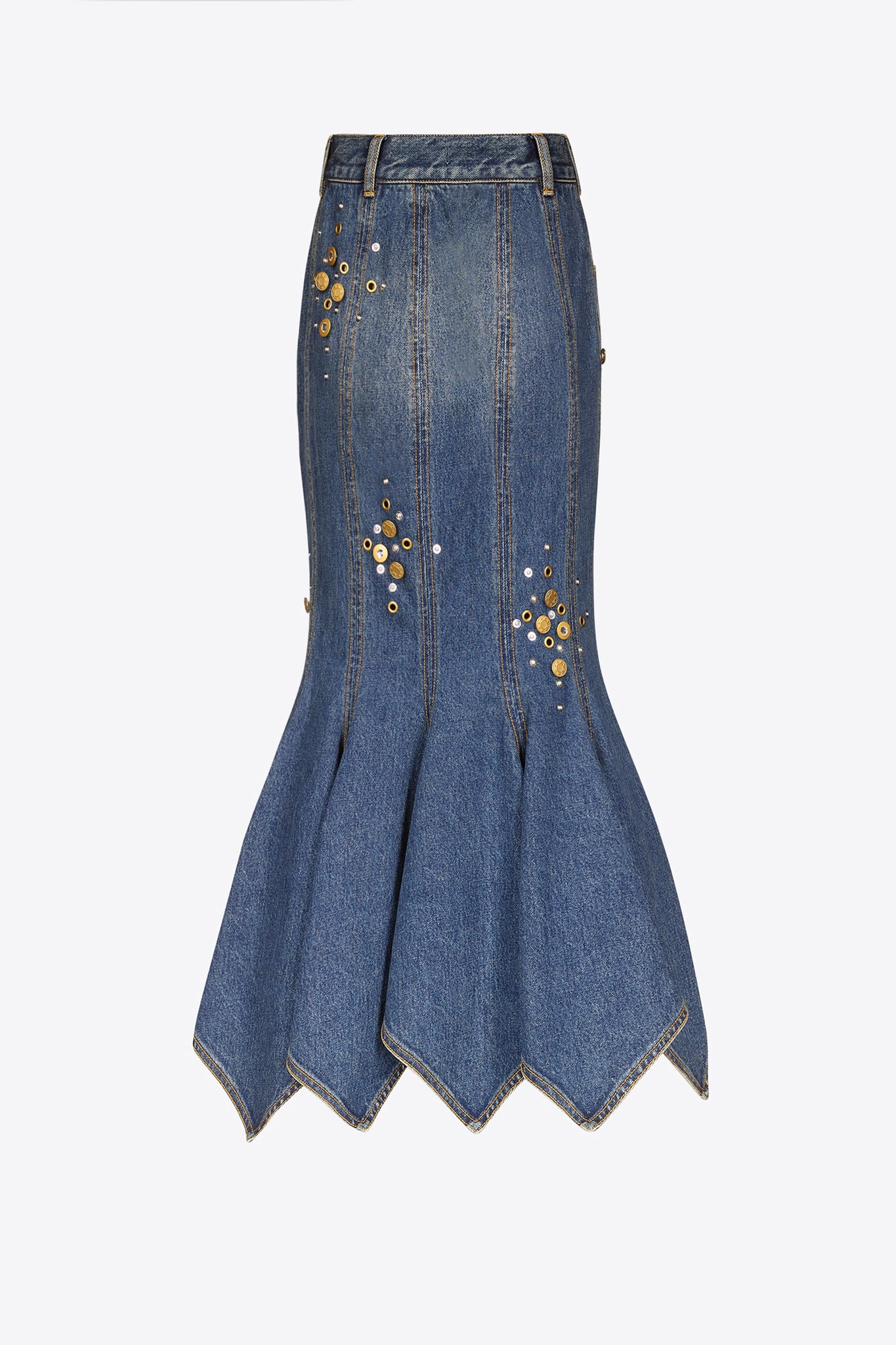 Crystal Button Studded Handkerchief Skirt