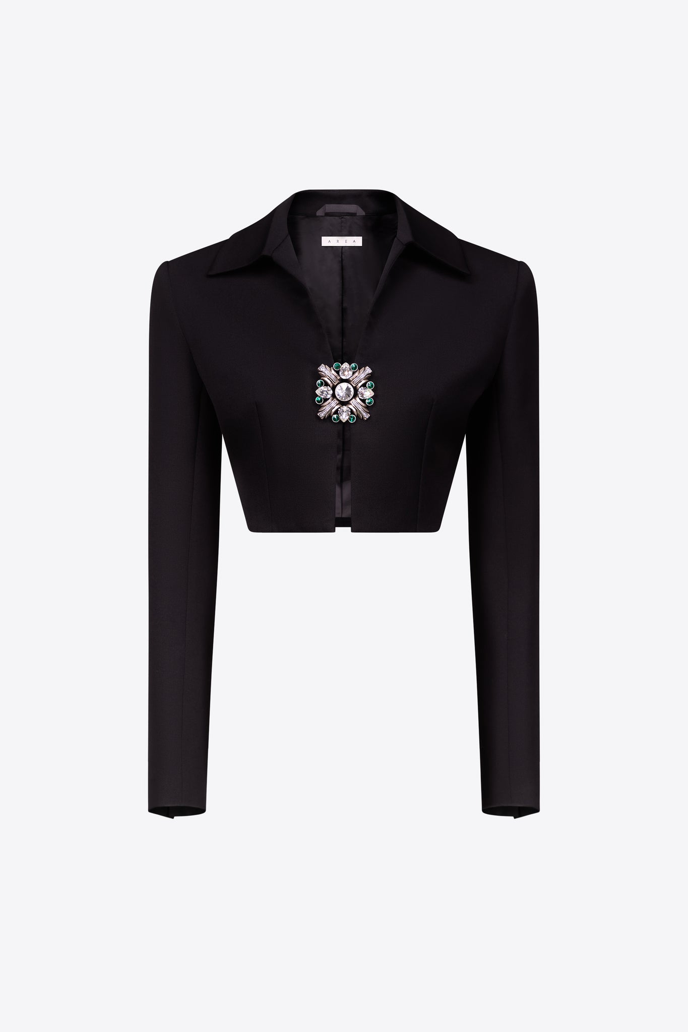 Crystal Brooch Cropped Jacket