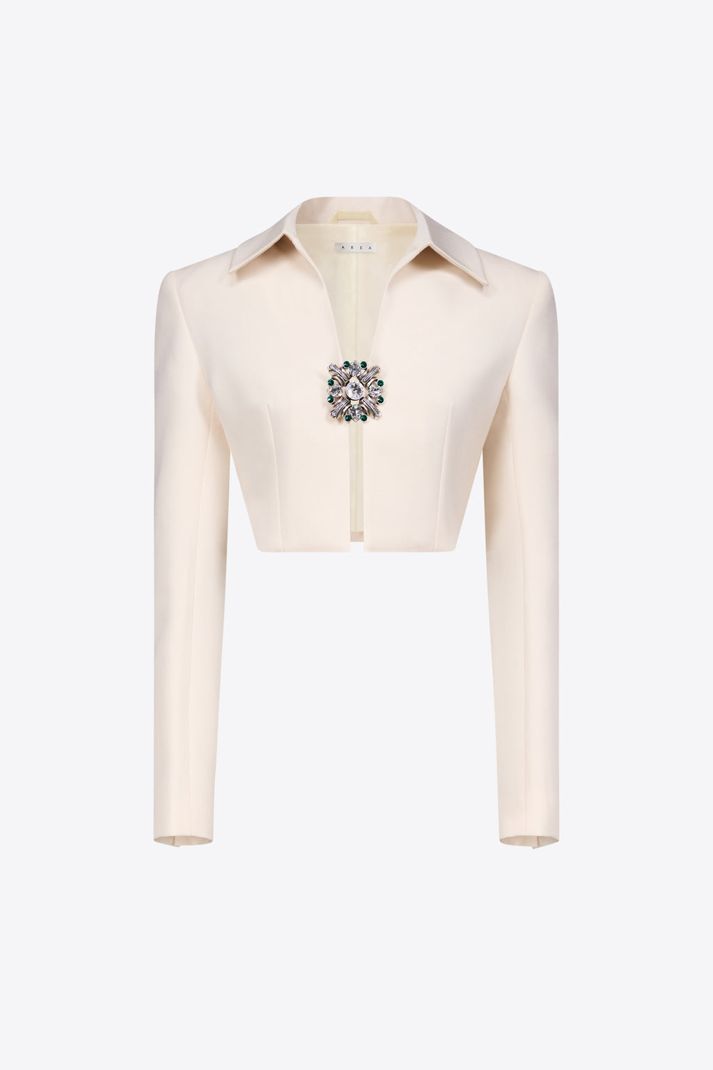 Crystal Brooch Cropped Jacket