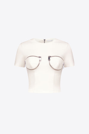 Zipper Bustier Cup T-Shirt