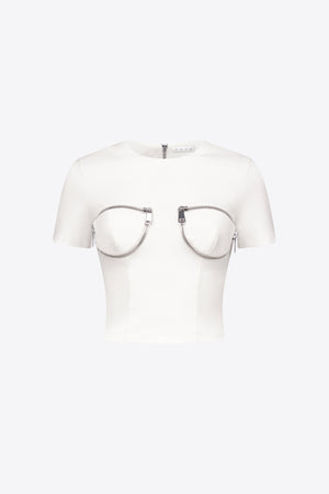 Zipper Bustier Cup T-Shirt