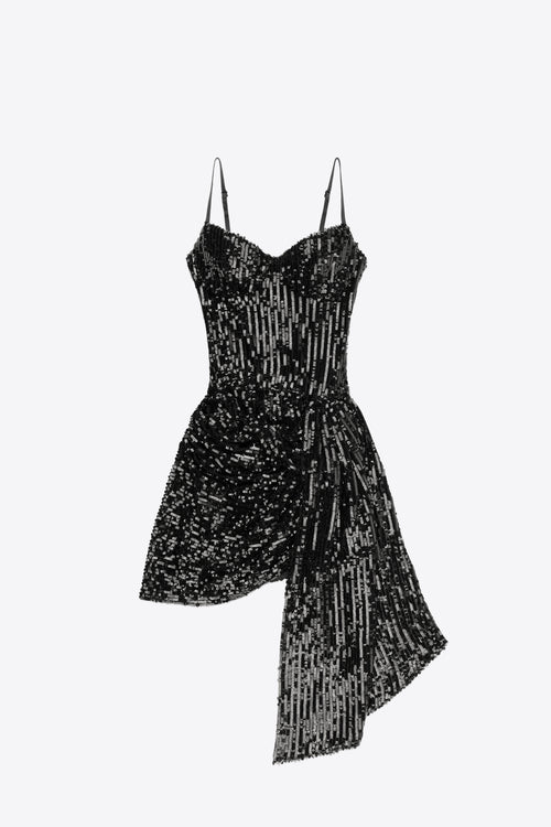 area sequin dress AREA Wrapped Sequin Mini Dress in Metallic Gold