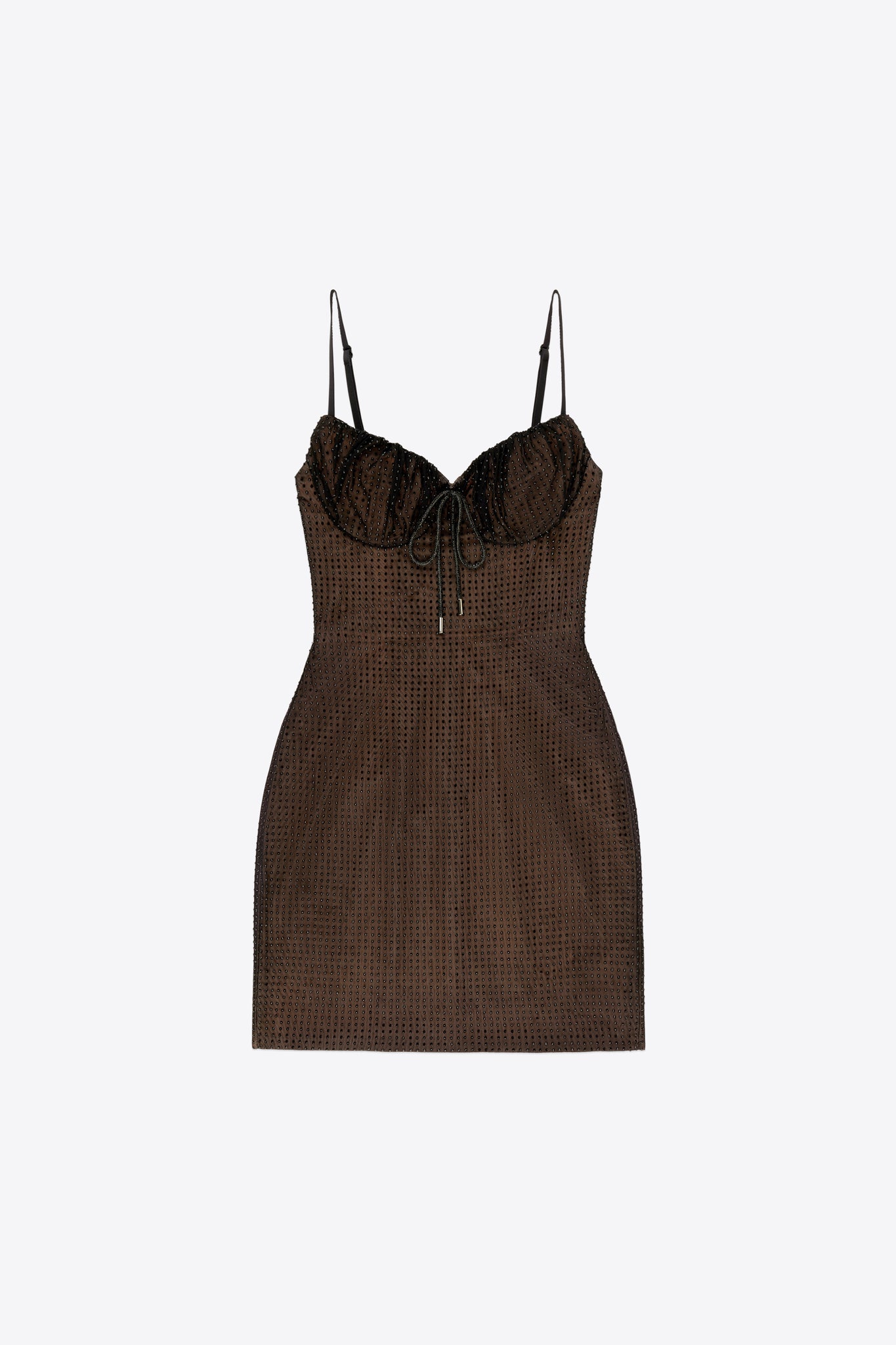 area crystal embellished mini dress AREA Crystal Strap Sequin Mini Dress | Silver | Size 2