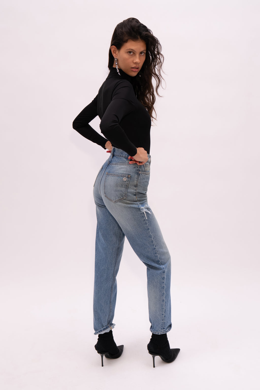 Crystal Fray Slit Jean