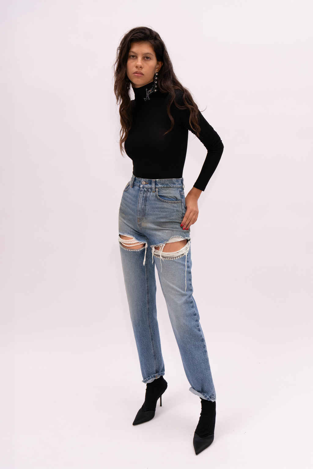 Crystal Fray Slit Jean