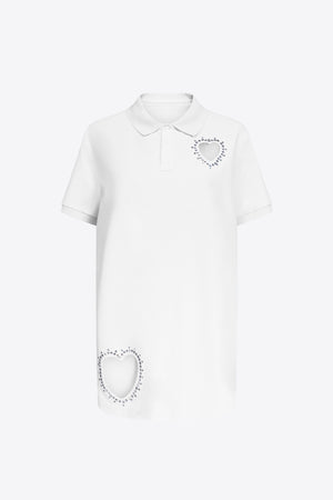 Crystal Heart Cutout Polo Dress