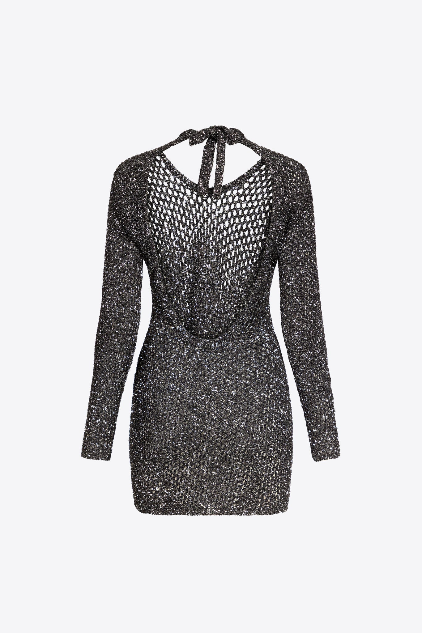 Sequin Crochet Long Sleeve Mini Dress