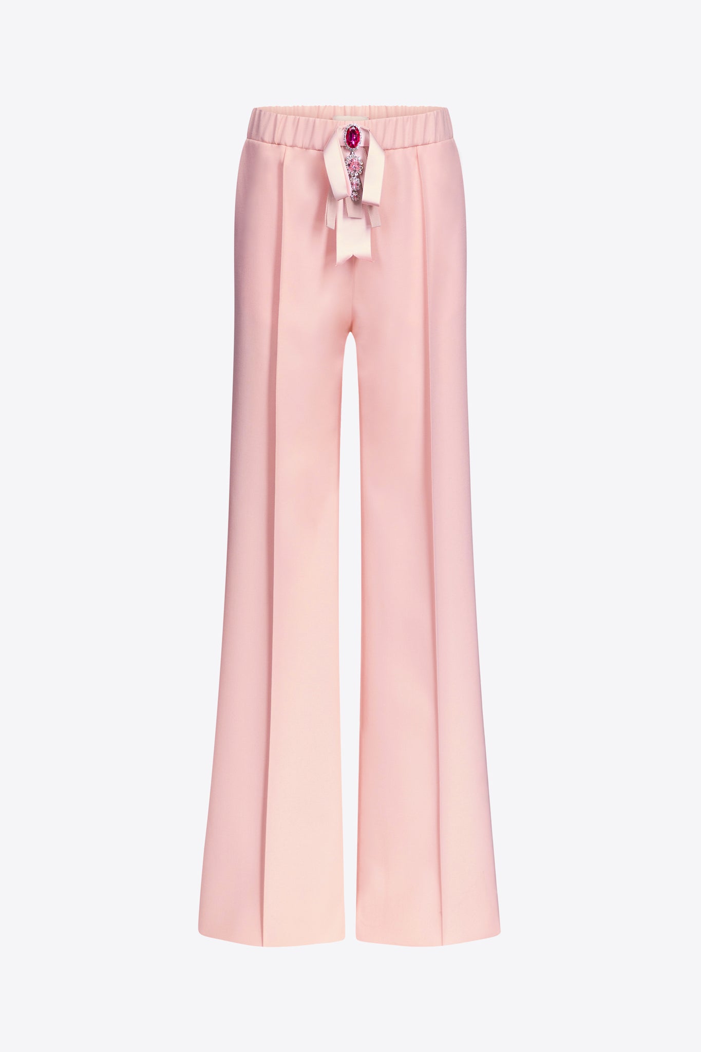 Crystal Embellished Bow Wide Leg Trouser