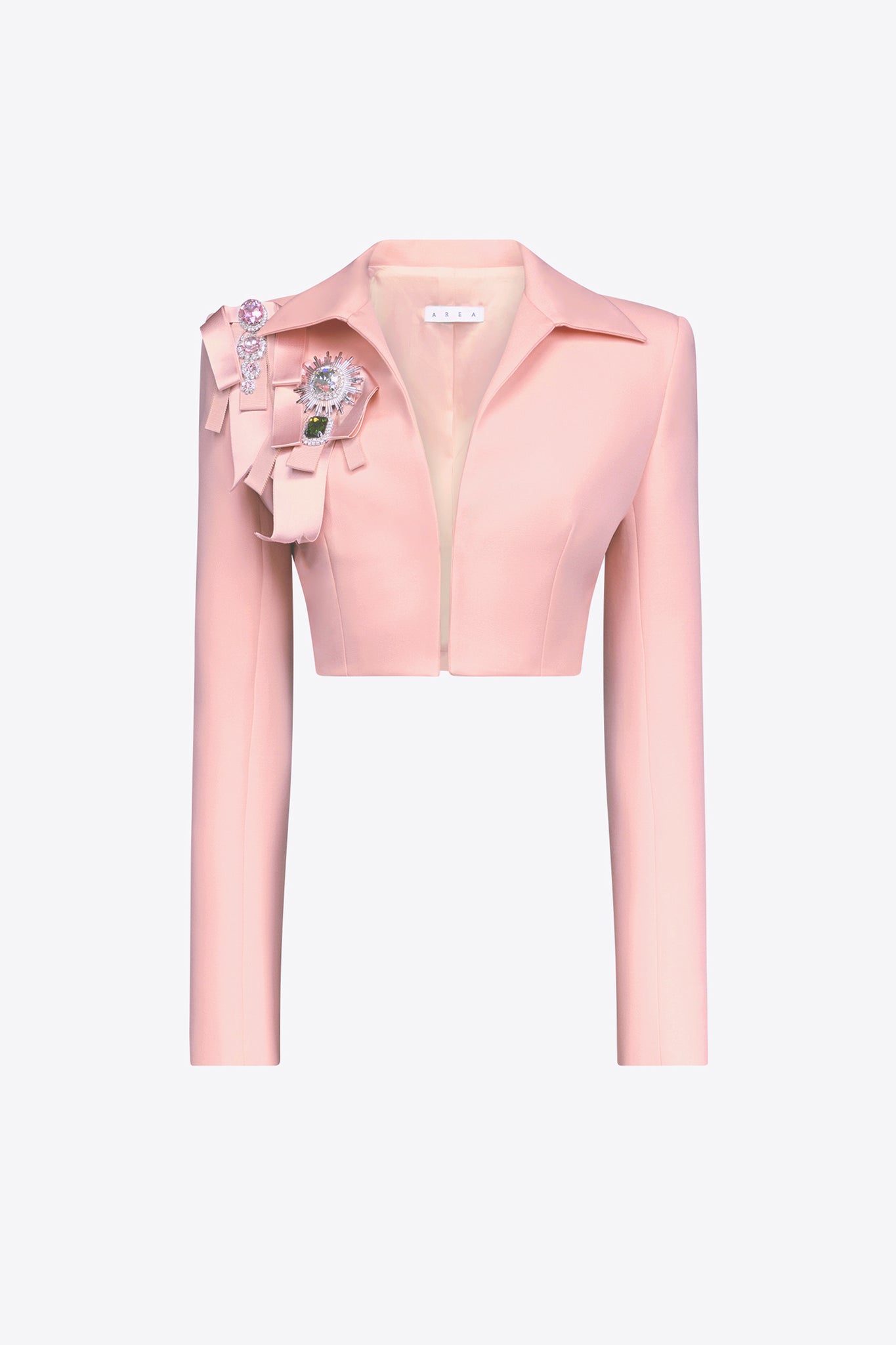 Crystal Embellished Bow Cropped Jacket