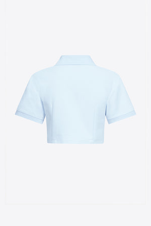 Crystal Heart Cutout Cropped Polo