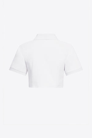 Crystal Heart Cutout Cropped Polo