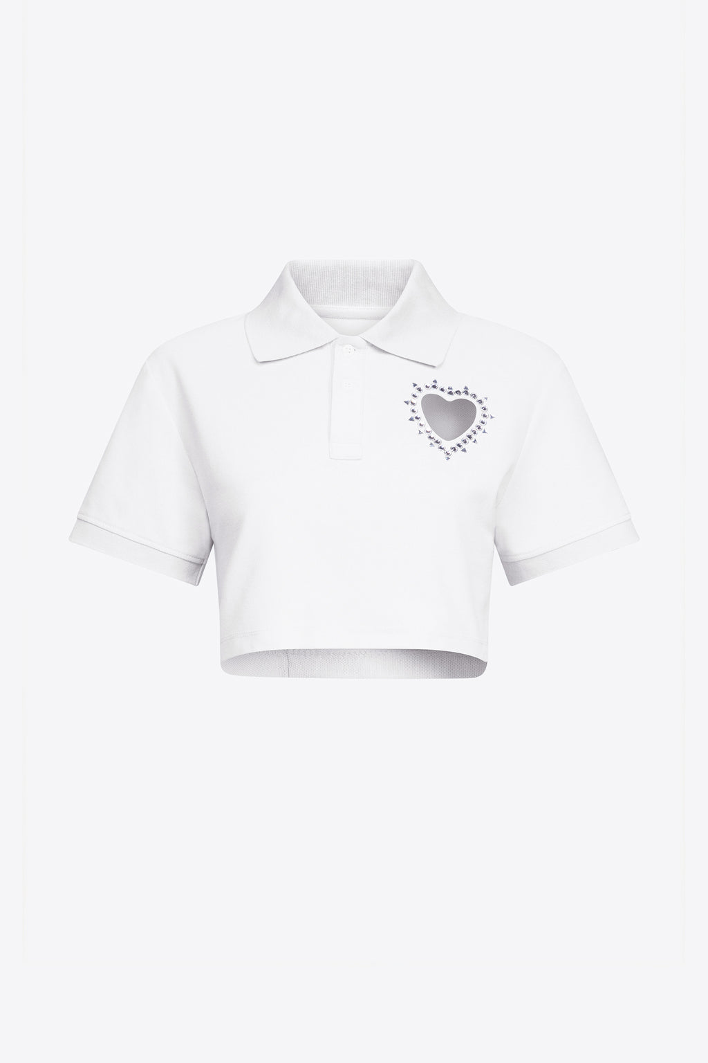 Crystal Heart Cutout Cropped Polo